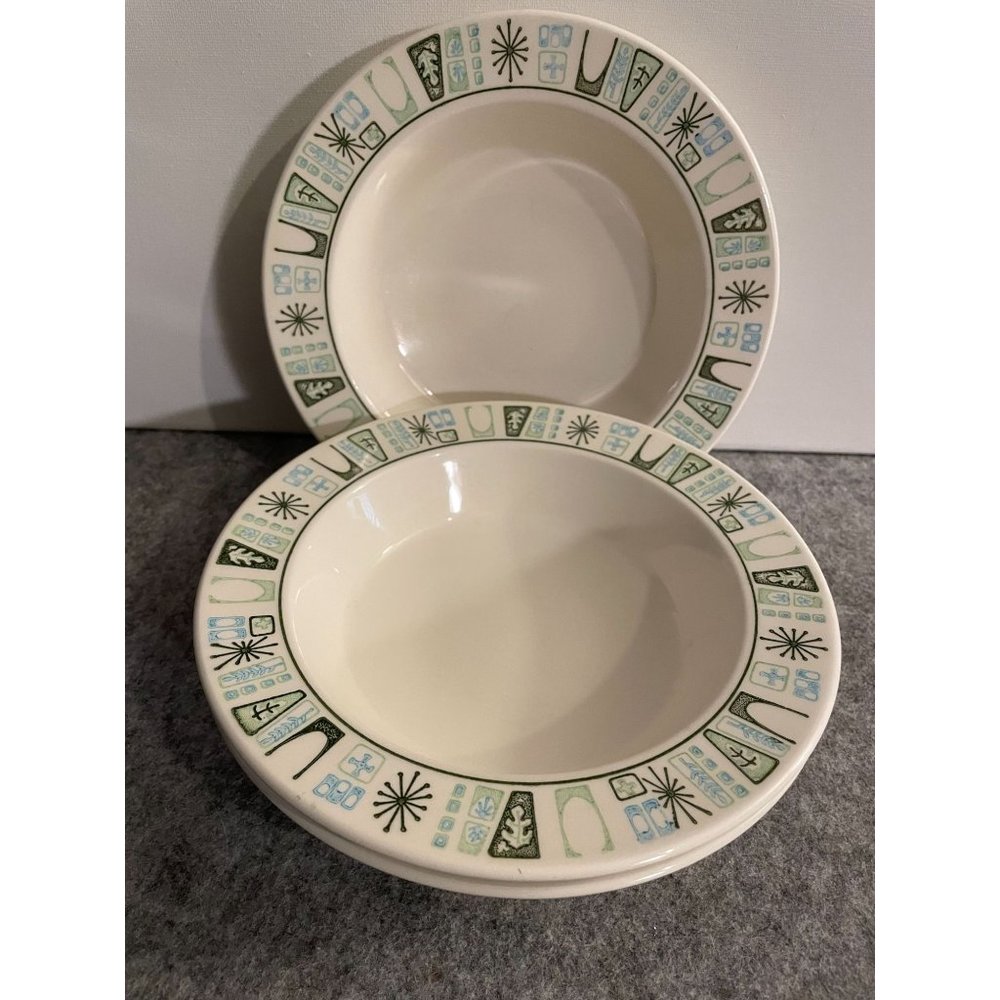 3 Vintage Taylorstone Chathay Soup/Cereal Bowls, Atomic Starburst Design #1516